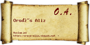 Orsós Aliz névjegykártya